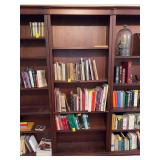 Mahogany finish multi-shelf bookshelf unit - CONTENTS NOT INCLUDED - 32-3/4 x 10-1/2 x 83-1/4 tall