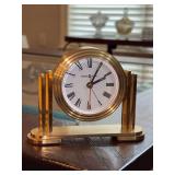 Howard Miller Brass Desk Clock - working condition - 5-1/4 x 4 tall