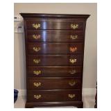 Beautiful tall cherry 7-drawer chest - not marked but closely matches Ethan Allen Georgian Court - 40 x 20-1/4 x 59-1/2 tall
