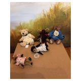Group of vintage Boyds miniature bears with tags and one moose