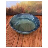 Green and blue pottery bowl 8“ x 3“ signed Midnite Webb