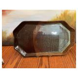 11 1/2 x 7“ Pottery tray in Brown’s tans and blues. HVP .