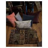 Variety of five pillows and two heavy pillow covers