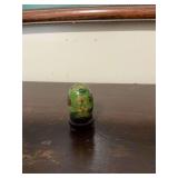 Vintage miniature cloisonné enamel floral decorative egg with wood stand