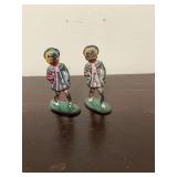Vintage pair of lead school girls.  Miniatures.