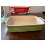 Le Creuset premium stoneware green glaze rectangular 7” x 5” baking dish 10–22