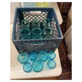 Assortment of new and vintage blue Ball canning jars ￼