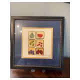 11 1/2 in.²  Framed and matted signed fruit ￼picture
