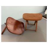 Two vintage stools, one needing repaired. 12” x 8” x 9 1/2”