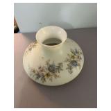 Vintage hand-painted glass shade, rim of the base is 10 inches wide 6 1/2 inches tall