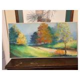 Vintage scenic oil painting by Mae Sibley 1964. Memphis.Tn 24 1/2” x 12 1/2”