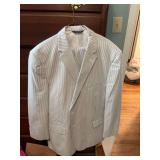 Jos. Bank size 46 regular blue and white seersucker suit.