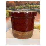 8“ x 7“ heavy glazed stoneware two-tone crock