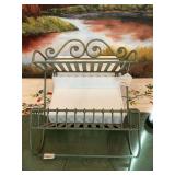Green Wrought iron shelf 15” x 21” x 6”