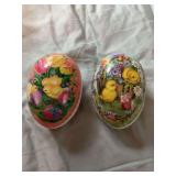 Two decorative paper Mâché German candy Easter eggs, 4 1/2 inches.