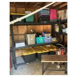 Industrial shelving unit 77” x 24” x 72”. Three adjustable shelves. Contents not included.