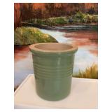 Pampered chef green stoneware crock 5 1/2“ x 6“