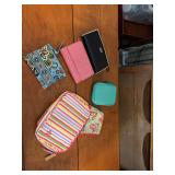 Kate Spade and Fossil wallet, Vera Bradley coin purse, and a couple of makeup bags