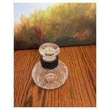 Vintage Atlantis lead crystal hand cut silver mounted vanity perfume bottle, 4 inches tall