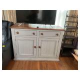 ￼ Ethan Allen, Gray and Wood entertainment center 50“ x 18“ x 37“. Contents and TV not included.