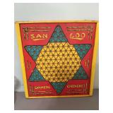 Vintage San Lou Chinese checkers metal framed game board. Double sided no marbles.