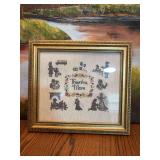 Gold framed Crosstitched art 13 x 12” - Thanks Mom