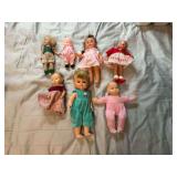 Assortment of seven antique and vintage dolls