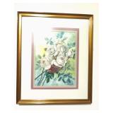 Framed Rose watercolor by LR Gilfillian, 15 1/2” x 18 1/2”