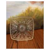 6 1/2 inch pressed glass square dish