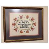 13 1/2 x 11 1/2 framed cross stitching