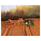 Erzgebirge German hand carved sleigh and reindeer and Olbricht hand carved snowman scene- German
