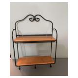 Longaberger metal hanging shelf with wooden shelves. 13” x 19 1/2” x 5”