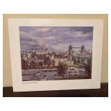 London, The Tower and Tower Bridge print by H Moss 17 1/2” x 13 1/2”