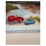1955 Murray red champion kiddie car classic 1944 and a 1967 Volkswagen classic beetle, diecast toy car by kinsmart