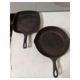 Number eight cast-iron skillet and then a 9 1/2 in.² skillet-