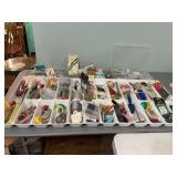 Contents in trays of miscellaneous assortment of sewing and crafting ￼ supplies.