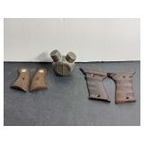 Assortment of Firearm Accessories including Colt Wood Grips and Oil Oiler