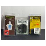 Assortment of Sights, Speed Loaders and Magazines including Meprolight, Raptor, Triple K