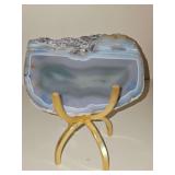 6.25 x 4.25 in Agate slice in gold color stand.