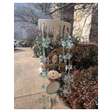 Two 33” H Metal Windmill Snowman Wind Chimes