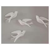 Mid-century set of four White Ceramic Swallow Wall Decor. Approximately 7 in long period