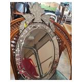 32” Art Deco Etched Mirror.