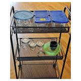 Black mesh cart and contents. 17 x 10.5 x 30 in tall.