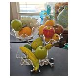 Arthur Court Grape Acrylic Bowls 3-Tiered Stand. Approximately 9.5" wide by 12" high. Includes fruits.