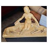 Art Deco plaster (chalkware) sculpture. 21x5x12 in tall. Does show some wear.