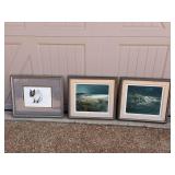 Two 1974 Pat Mcgriff Paintings and One Gilded Framed Siamese Cat Charcoal 20x20”