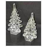 2 clear Glass Christmas trees. 7 in tall