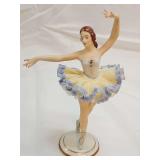 "Yvette" delicate porcelain lace ballerina figurine made by Alka Kunst (Alboth & Kaiser) in Western Germany. 6.25 in tall.