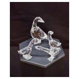 SWAROVSKI crystal duck (2.5 in tall) and 3 goslings 1 5/8 - 1.5 - 5/8 in tall. No box
