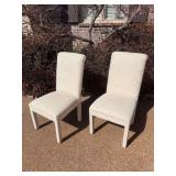 Two Cream Colored Brocade Upholstered In arson-Style Chairs 40x21x18”